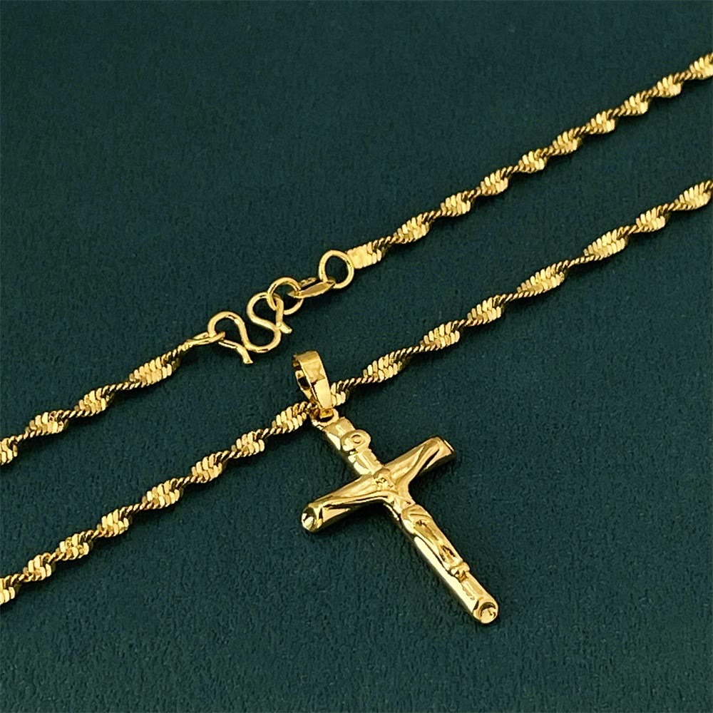 Christianartworkshop Golden-Tone Crucifix Cross Necklace: A Symbol of Christ’s Redemptive Sacrifice - Golden - image 0