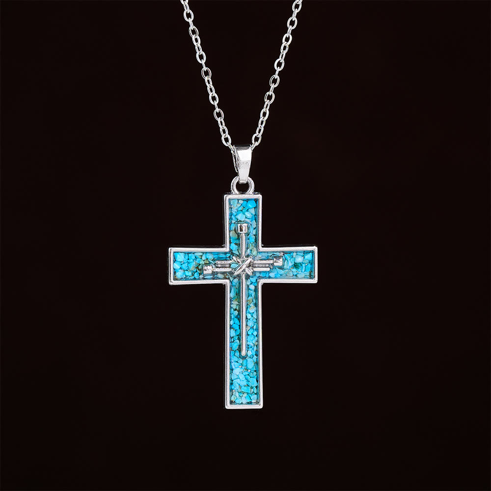 Christianartworkshop Turquoise Inlay Nail Cross Necklace: A Symbol