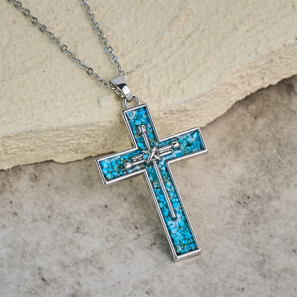 Christianartworkshop Turquoise Inlay Nail Cross Necklace: A Symbol of Christ’s Sacrificial Love - image 3