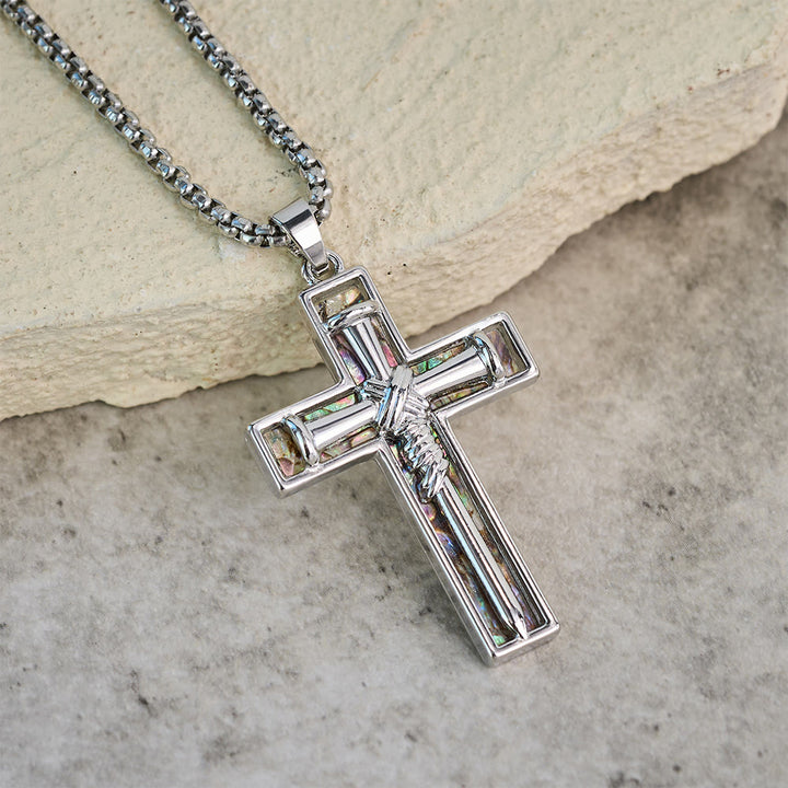 Christianartworkshop Abalone Shell Inlay Nail Cross Necklace: A Symbol of Christ’s Sacrificial Love - image 2