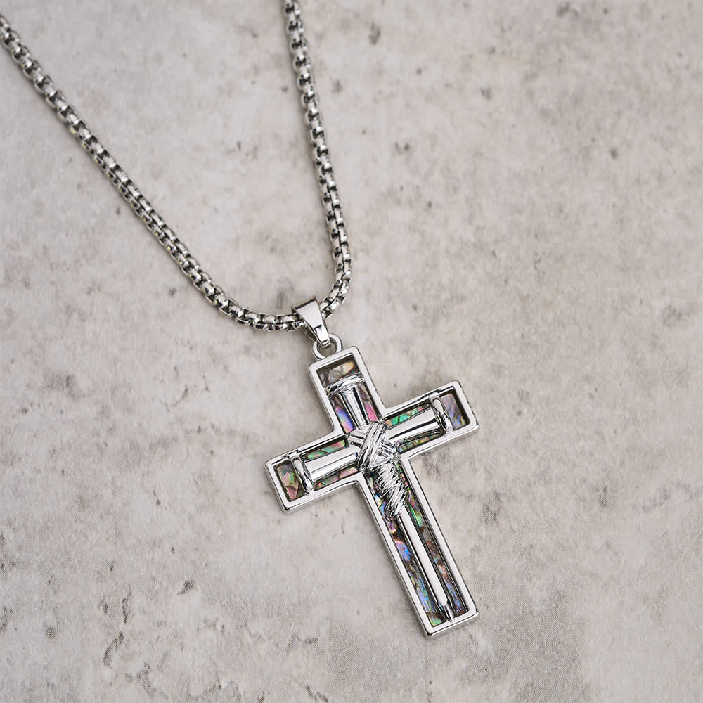 Christianartworkshop Abalone Shell Inlay Nail Cross Necklace: A Symbol of Christ’s Sacrificial Love - image 3