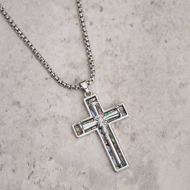 Christianartworkshop Abalone Shell Inlay Nail Cross Necklace: A Symbol of Christ’s Sacrificial Love - image 3