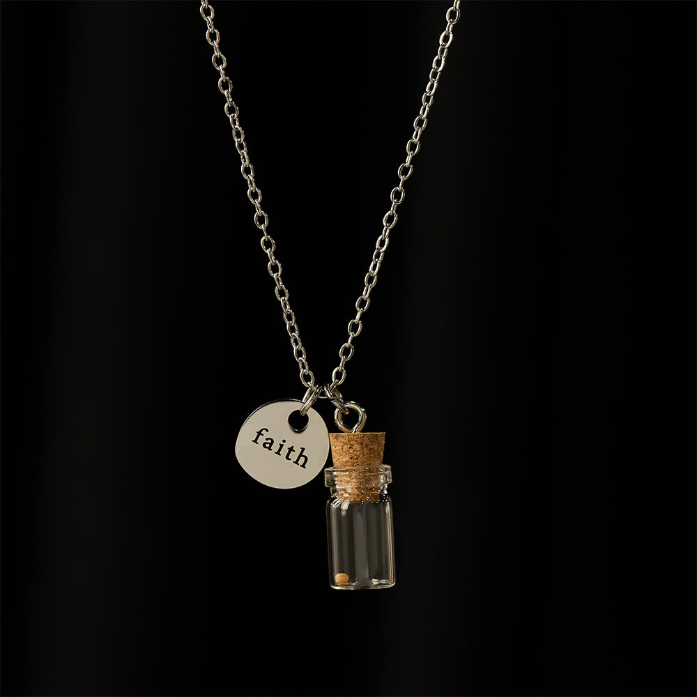 Christianartworkshop Mustard Seed Bottle Faith Tag Necklace: A Symbol of Small Faith & Great Power - image 1