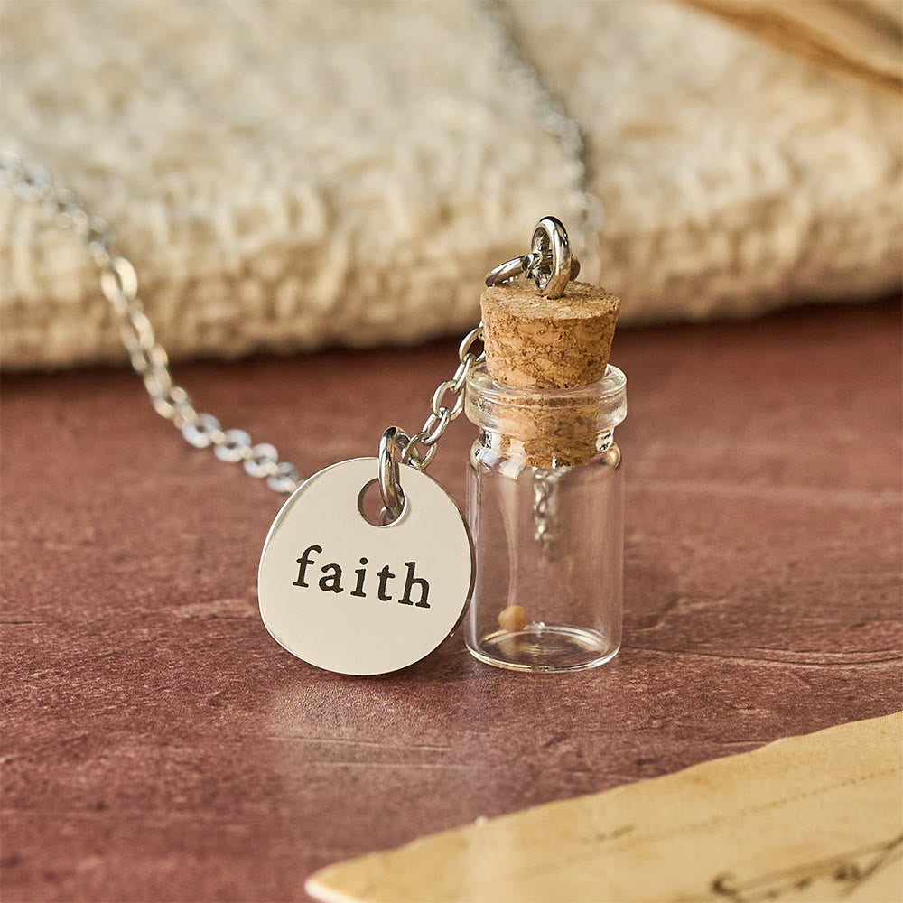 Christianartworkshop Mustard Seed Bottle Faith Tag Necklace: A Symbol of Small Faith & Great Power - Bottle Mustard Seed - image 0