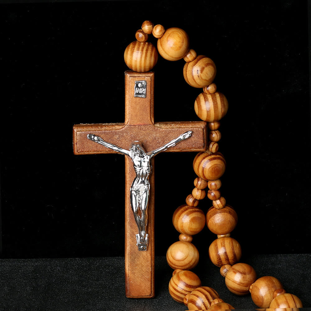 Christianartworkshop Wooden Wall Rosary with Crucifix: A Symbol of Home Prayerful Devotion - image 2