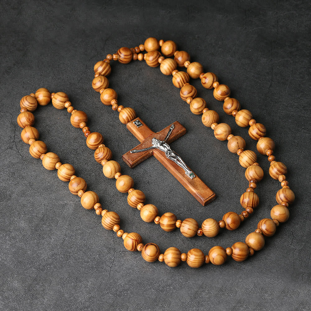 Christianartworkshop Wooden Wall Rosary with Crucifix: A Symbol of Home Prayerful Devotion - Brown - image 0