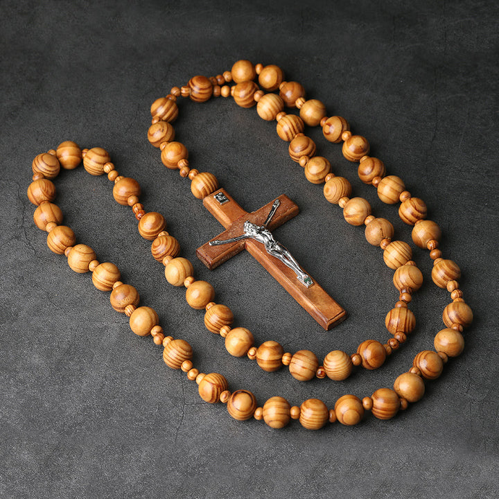 Christianartworkshop Wooden Wall Rosary with Crucifix: A Symbol of Home Prayerful Devotion - Brown - image 0