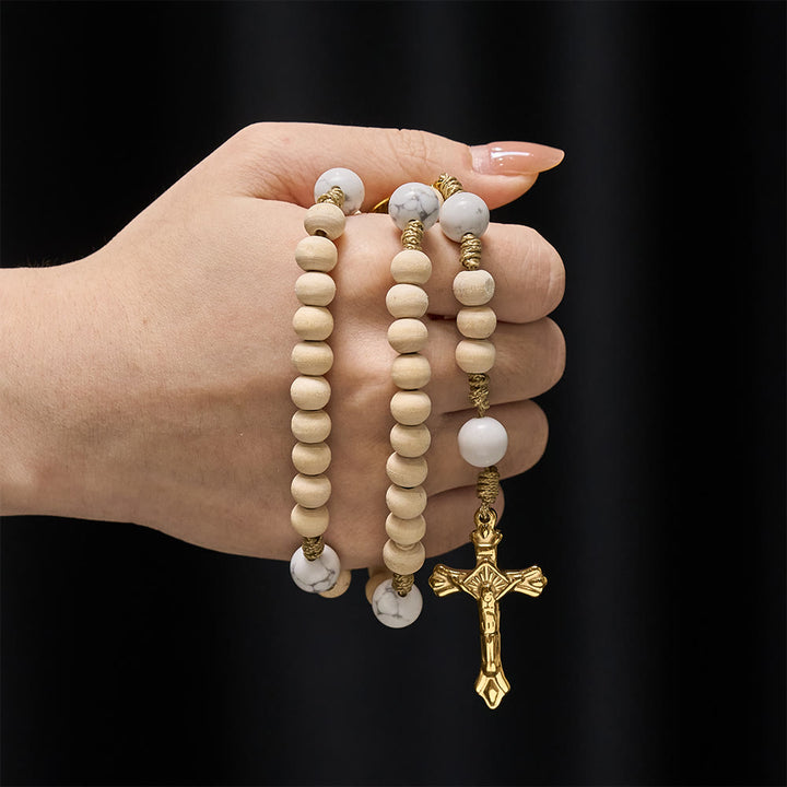 Christianartworkshop Tranquil Devotion Wood Rosary: Turquoise Accents for Daily Prayer - image 1