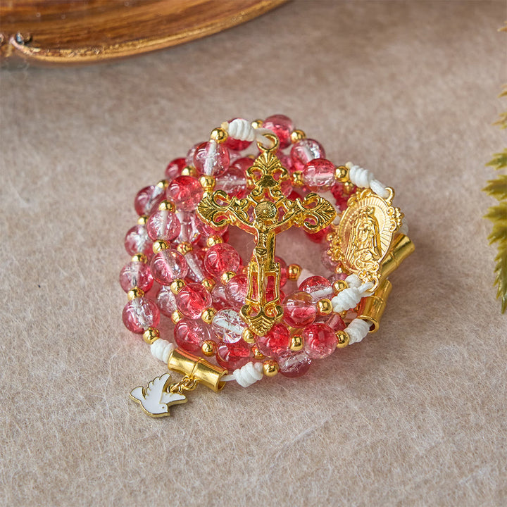 Christianartworkshop Red Glass Bead Holy Spirit Dove Our Lady Rosary: Embody Sacred Love and Vibrant Devotion - image 10