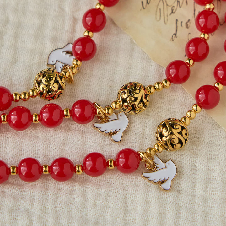 FREE Today: Holy Spirit Dove Rosary: Red Beads & Gold-Tone Crucifix for Prayerful Devotion - image 5