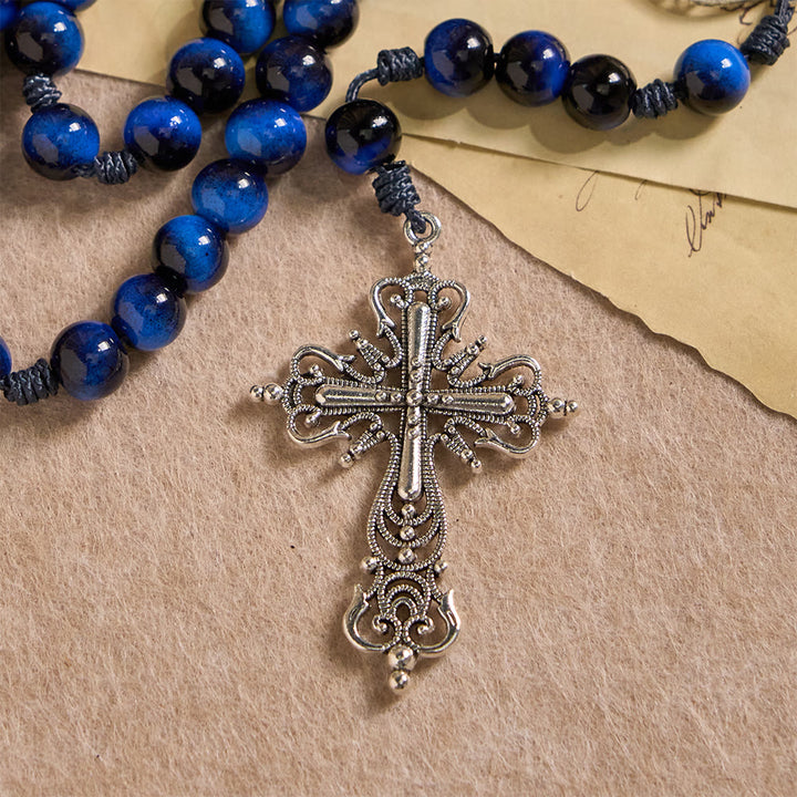 FREE Today: Blue Tiger Eye Rosary with Silver-Tone Crucifix: A Symbol of God’s Unshakable Strength - image 8