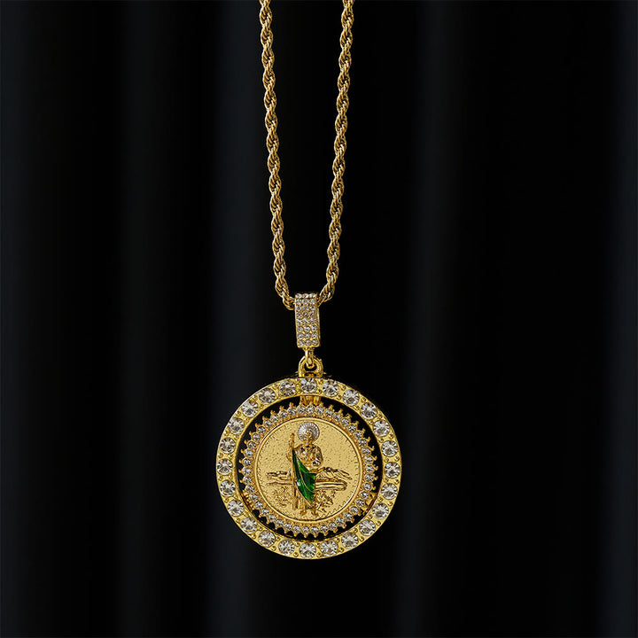 Christianartworkshop Rotating St. Jude Crystal Halo Necklace: A Symbol of Sacred Grace and Protection - image 2