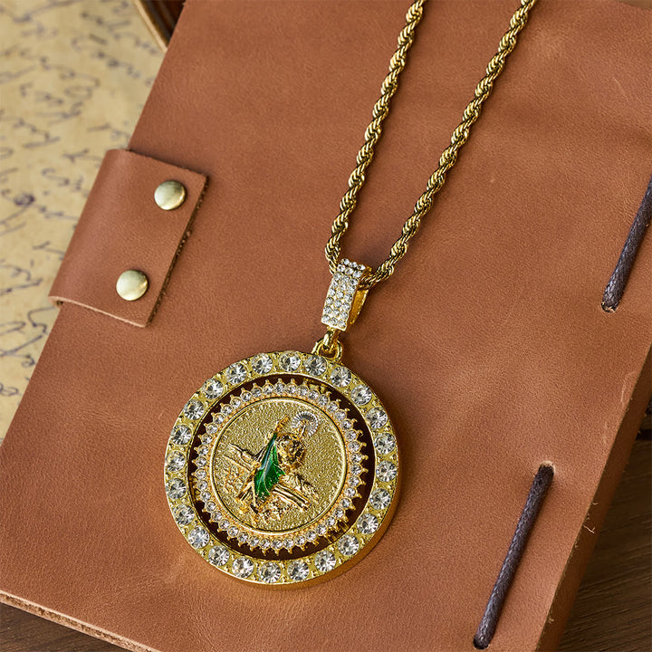 Christianartworkshop Rotating St. Jude Crystal Halo Necklace: A Symbol of Sacred Grace and Protection - image 3