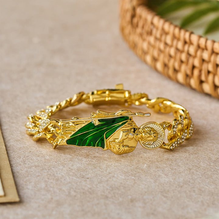 Christianartworkshop St. Jude with Green Robe Zircon Curb Bracelet: A Symbol of Sacred Grace and Protection - image 2