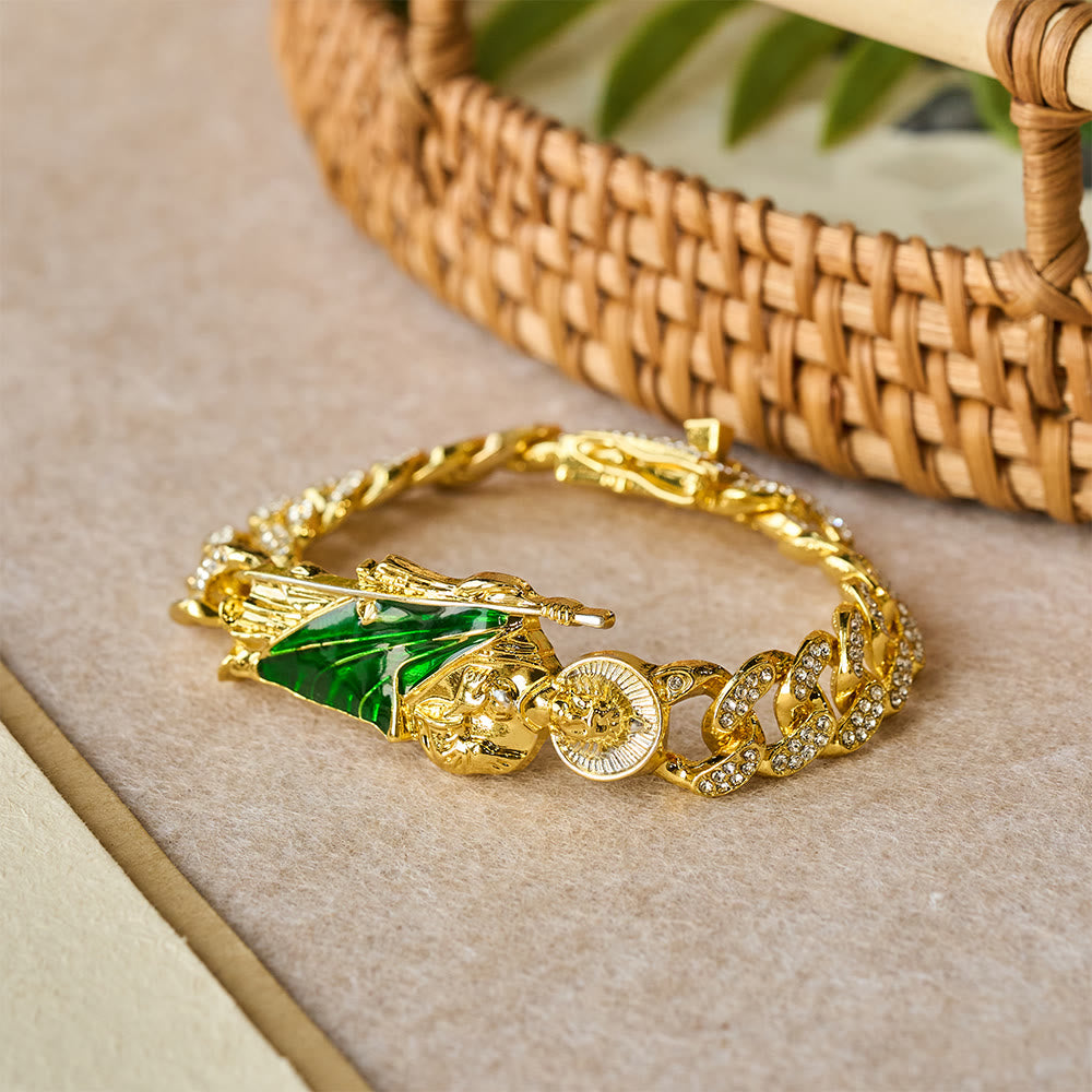 Christianartworkshop St. Jude with Green Robe Zircon Curb Bracelet: A Symbol of Sacred Grace and Protection - Bracelet - image 0