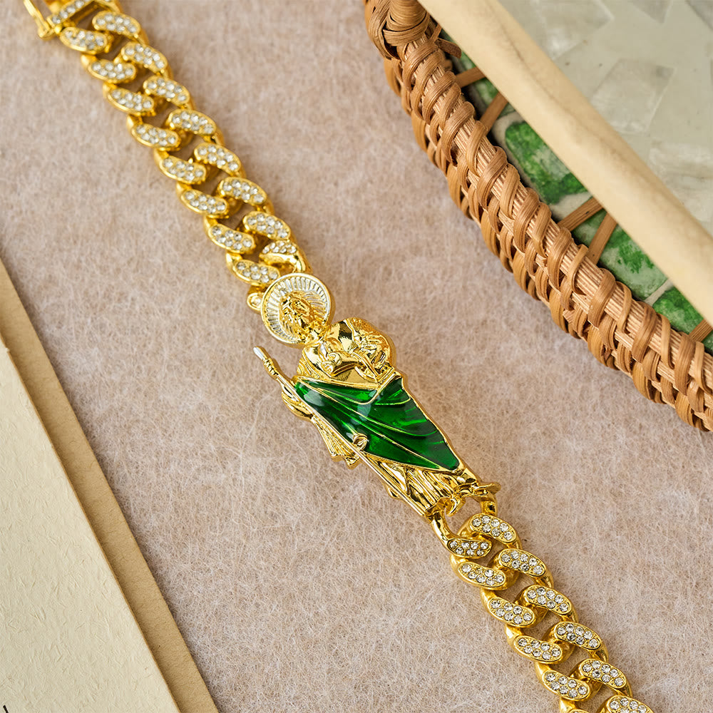 FREE Today: St. Jude with Green Robe Zircon Curb Bracelet: A Symbol of Sacred Grace and Protection - image 3