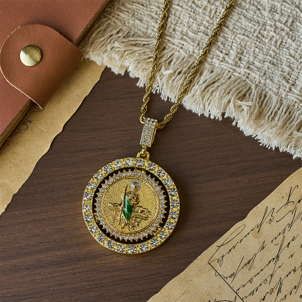 Christianartworkshop St. Jude with Green Robe Zircon Curb Bracelet: A Symbol of Sacred Grace and Protection - image 10