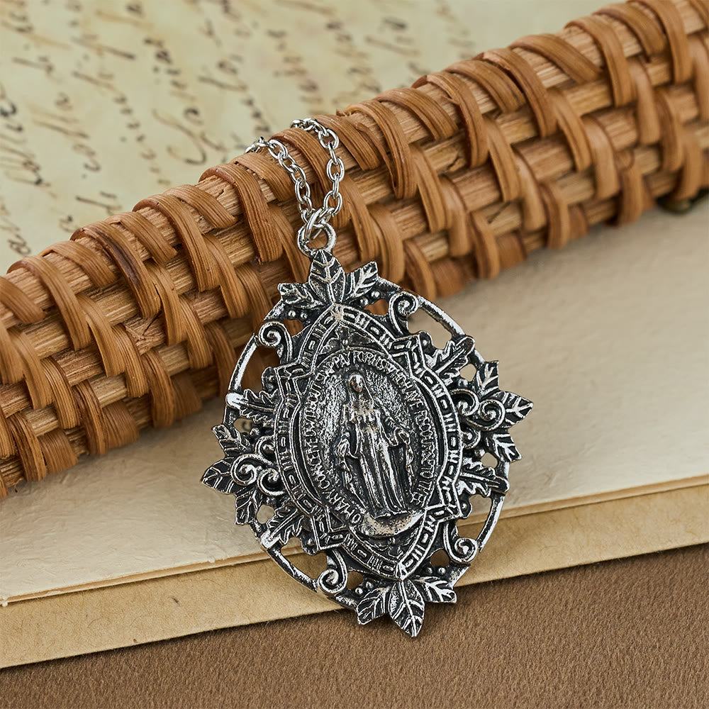 Christianartworkshop Filigree Our Lady Medallion Necklace: A Symbol of Maternal Grace and Protection - Silver - image 4