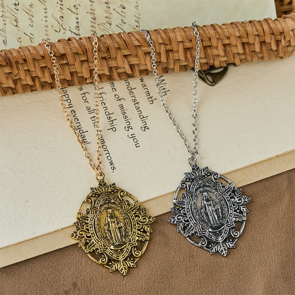 Christianartworkshop Filigree Our Lady Medallion Necklace: A Symbol of Maternal Grace and Protection - image 1