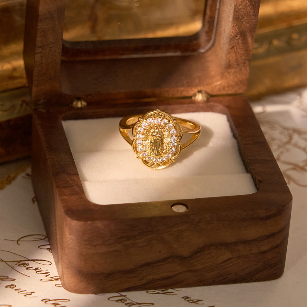 Christianartworkshop Ornate Golden Filigree Our Lady Ring: Merging Elegance with Spiritual Grace - image 4