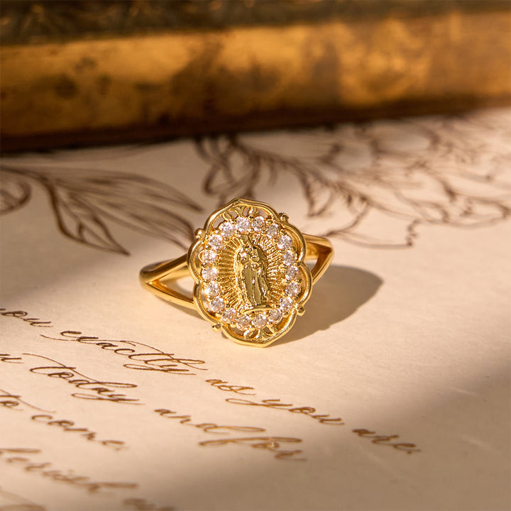 FREE Today: Ornate Golden Filigree Our Lady Ring: Merging Elegance with Spiritual Grace - image 3