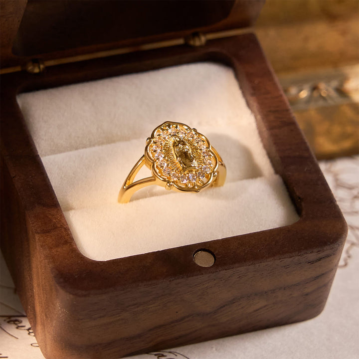 Christianartworkshop Ornate Golden Filigree Our Lady Ring: Merging Elegance with Spiritual Grace - image 2