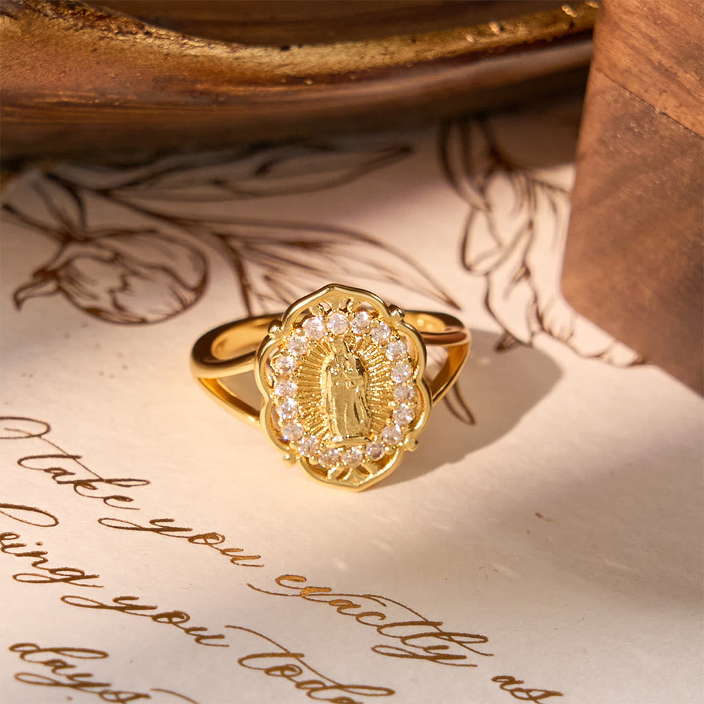 FREE Today: Ornate Golden Filigree Our Lady Ring: Merging Elegance with Spiritual Grace - image 5