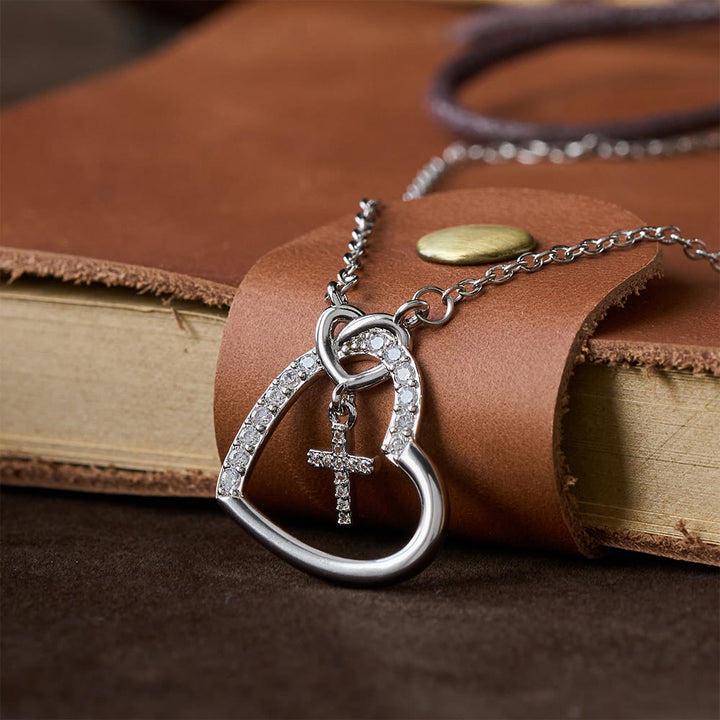 FREE Today: Intertwined Heart Cross Necklace with Card: Embody His Easter Joy & Grace - Silver - image 4