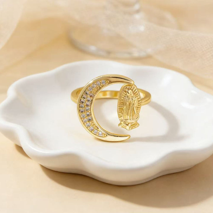 FREE Today: Heart/Moon/Oval Style Our Lady Ring: Sacred Devotion & Radiant Grace - Moon - image 3