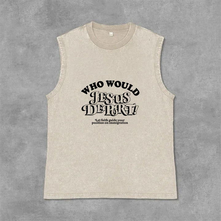 Christianartworkshop Inspirational Let Faith Guide You Unisex Washed Tank Top - Beige - 2XL - image 0