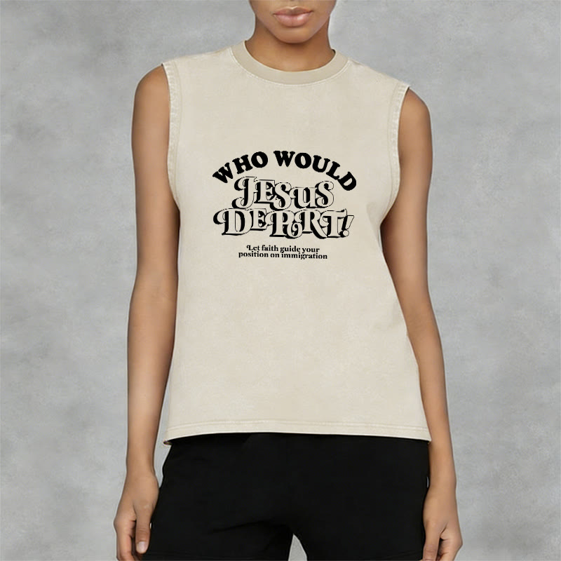 Christianartworkshop Inspirational Let Faith Guide You Unisex Washed Tank Top - image 2