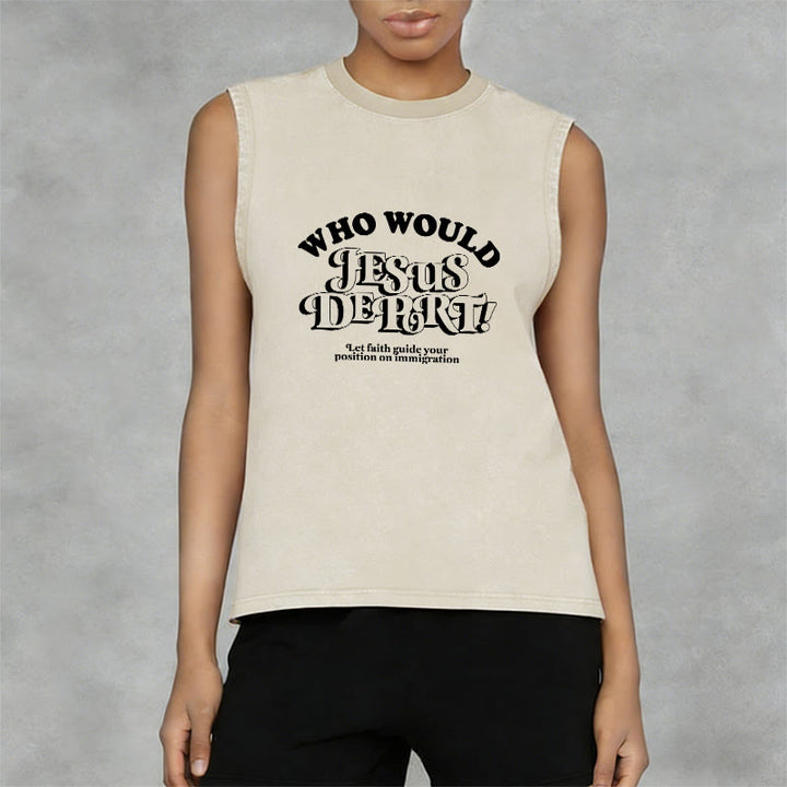 Christianartworkshop Inspirational Let Faith Guide You Unisex Washed Tank Top - image 2