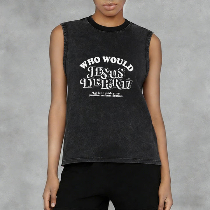 Christianartworkshop Inspirational Let Faith Guide You Unisex Washed Tank Top - image 5