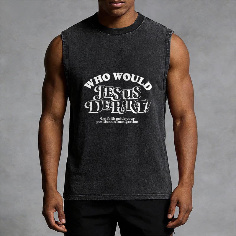 Christianartworkshop Inspirational Let Faith Guide You Unisex Washed Tank Top - image 4