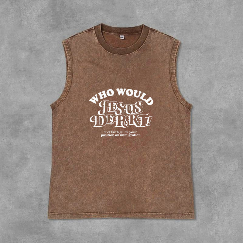 Christianartworkshop Inspirational Let Faith Guide You Unisex Washed Tank Top - Brown - 2XL - image 12