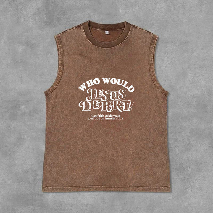 Christianartworkshop Inspirational Let Faith Guide You Unisex Washed Tank Top - Brown - 2XL - image 12