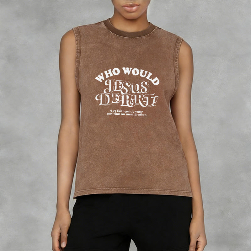 Christianartworkshop Inspirational Let Faith Guide You Unisex Washed Tank Top - image 14