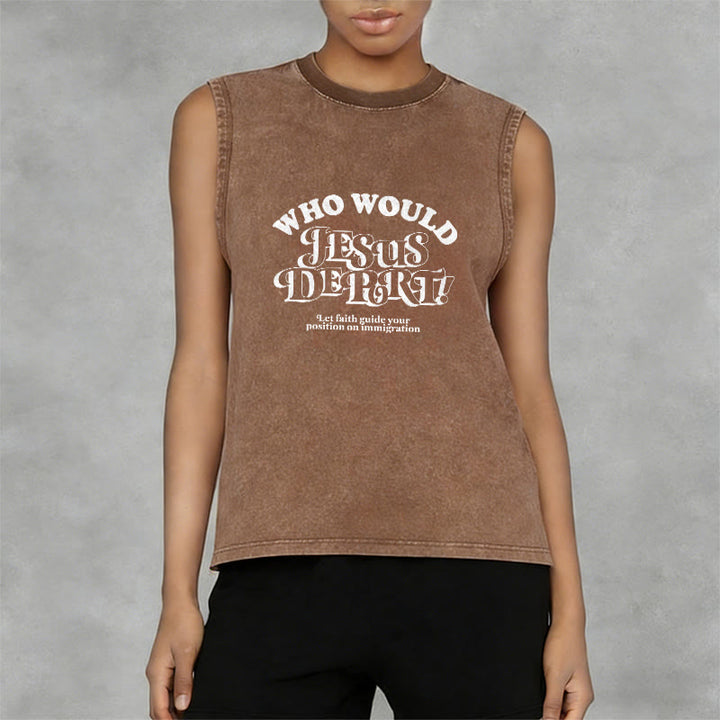 Christianartworkshop Inspirational Let Faith Guide You Unisex Washed Tank Top - image 14