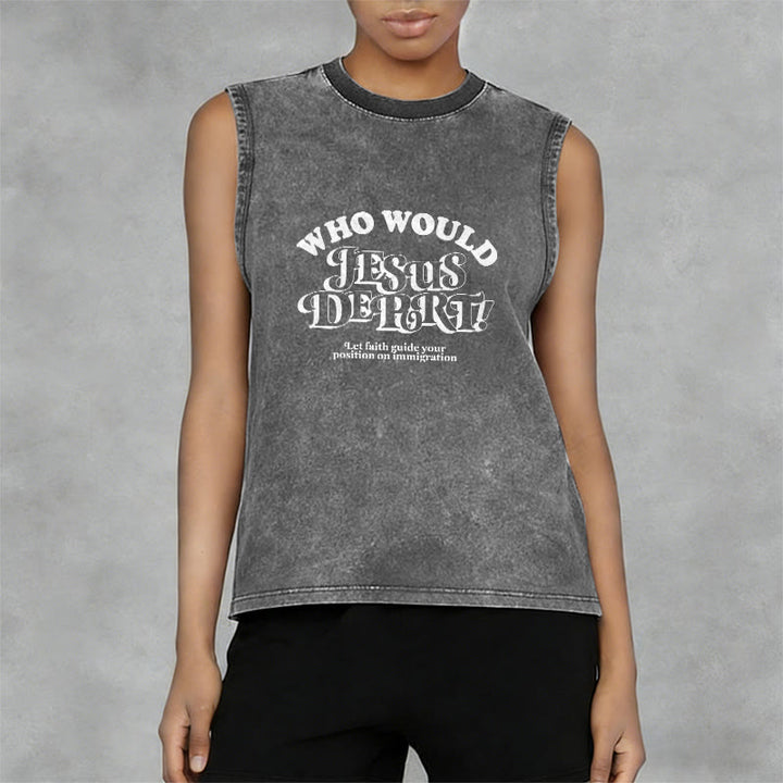 Christianartworkshop Inspirational Let Faith Guide You Unisex Washed Tank Top - image 8