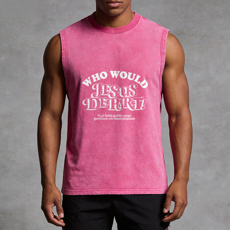 Christianartworkshop Inspirational Let Faith Guide You Unisex Washed Tank Top - image 10