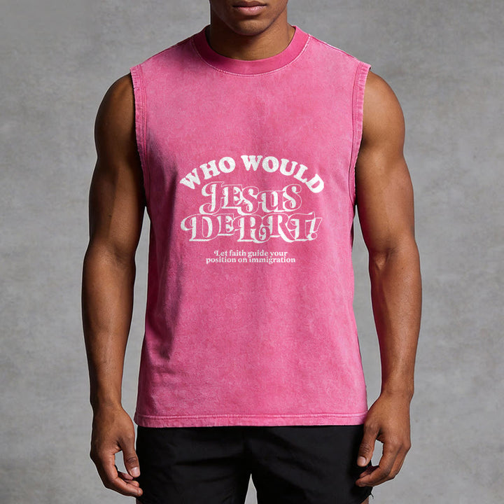 Christianartworkshop Inspirational Let Faith Guide You Unisex Washed Tank Top - image 10