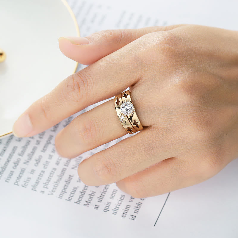 Christianartworkshop Stackable Cross Band Ring Set: Timeless Symbol of Faith & Eternal Light - image 1