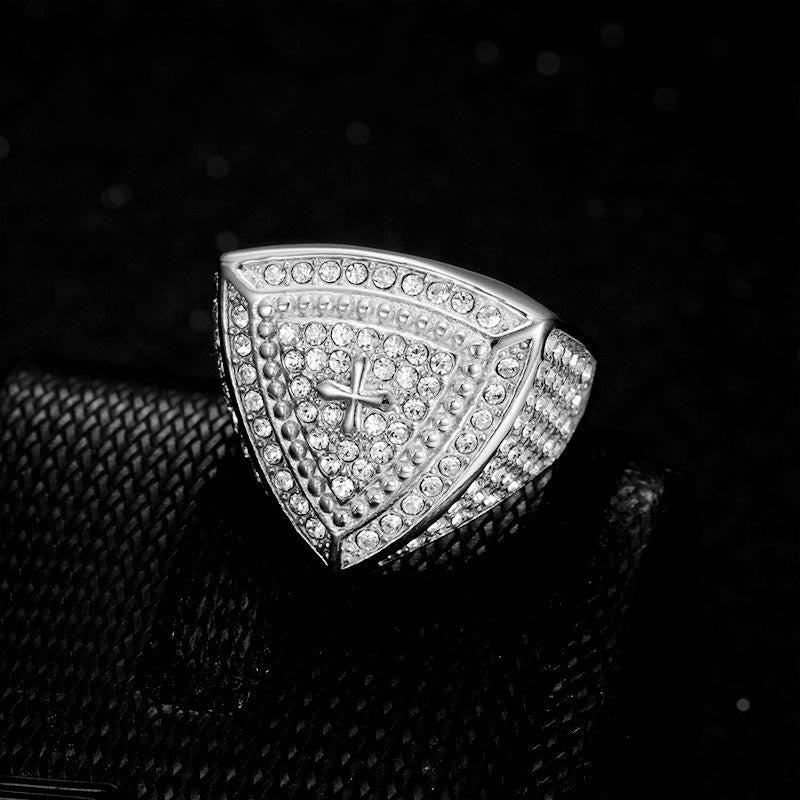 Christianartworkshop Bold Shield Cross Band Ring: Timeless Emblem of Faith and Courage - Silver - US 13 - image 3
