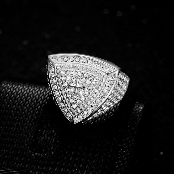 Christianartworkshop Bold Shield Cross Band Ring: Timeless Emblem of Faith and Courage - Silver - US 13 - image 3