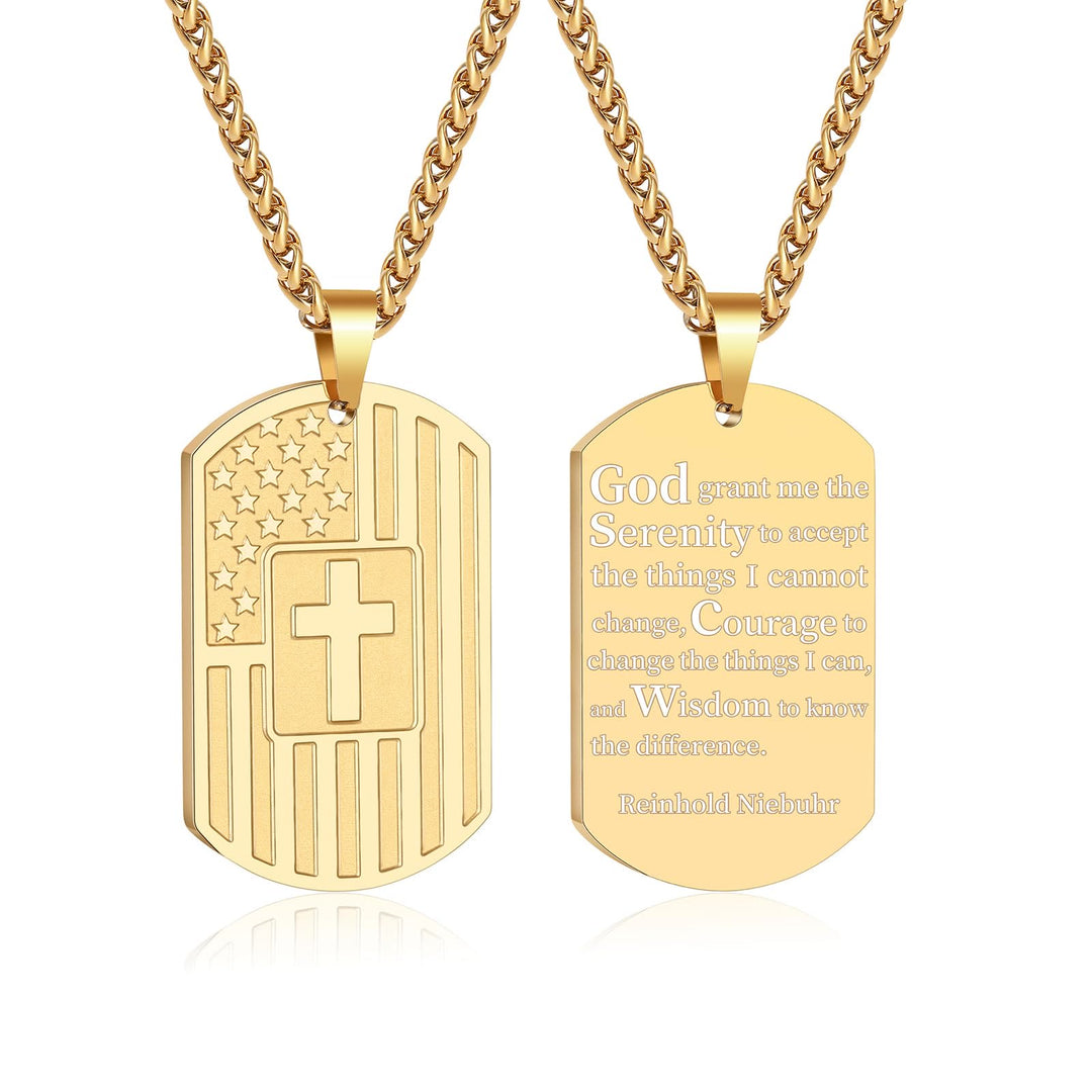 Christianartworkshop American Flag & Cross Double-Sided Scripture Necklace: A Symbol of Sacred Strength and Courage - Golden Reinhold - image 22
