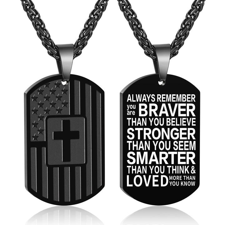 Christianartworkshop American Flag & Cross Double-Sided Scripture Necklace: A Symbol of Sacred Strength and Courage - Black Braver - image 12