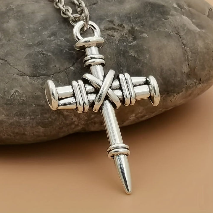 Christianartworkshop Nail Cross Link Necklace: A Symbol of Sacred Strength and Redemption - Nail Cross - image 0
