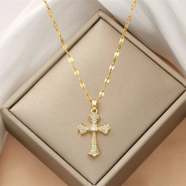 Christianartworkshop Radiant Zircon Cross Necklace: Forging Hope and Grace in Every Wear - Cross - image 0