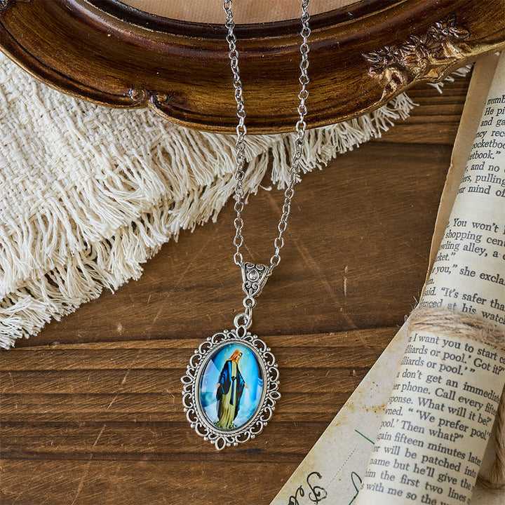 Christianartworkshop Filigree Frame Our Lady Portrait Necklace: A Symbol of Sacred Grace and Divine Light - image 8
