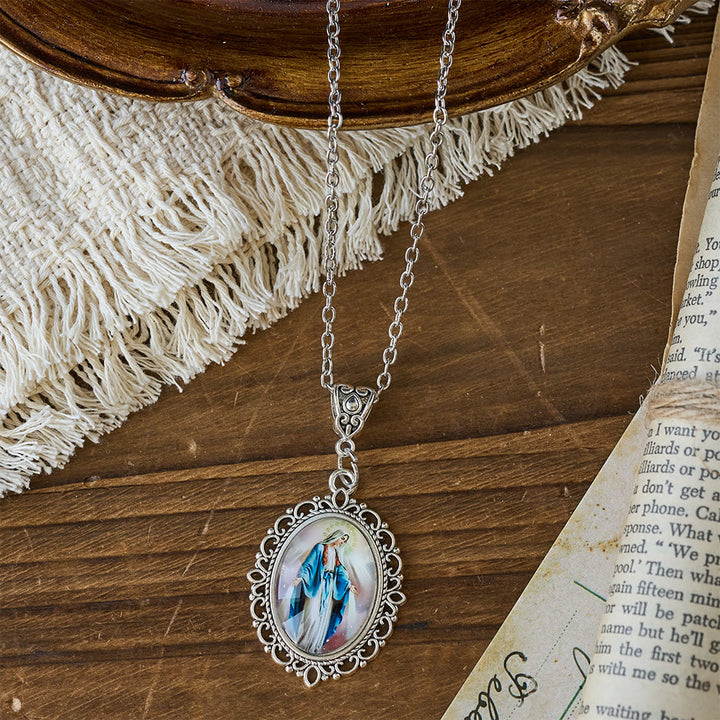 Christianartworkshop Filigree Frame Our Lady Portrait Necklace: A Symbol of Sacred Grace and Divine Light - image 5